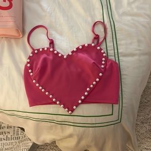 Shein heart pearl crop top